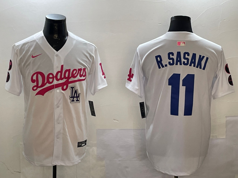 Men Los Angeles Dodgers #11 R Sasaki white 2025 MLB nike jersey style 9->los angeles dodgers->MLB Jersey